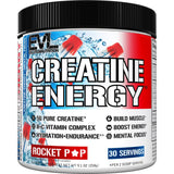 Bouteille EVL Creatine Energy au goût Rocket Pop pour booster l'entraînement.