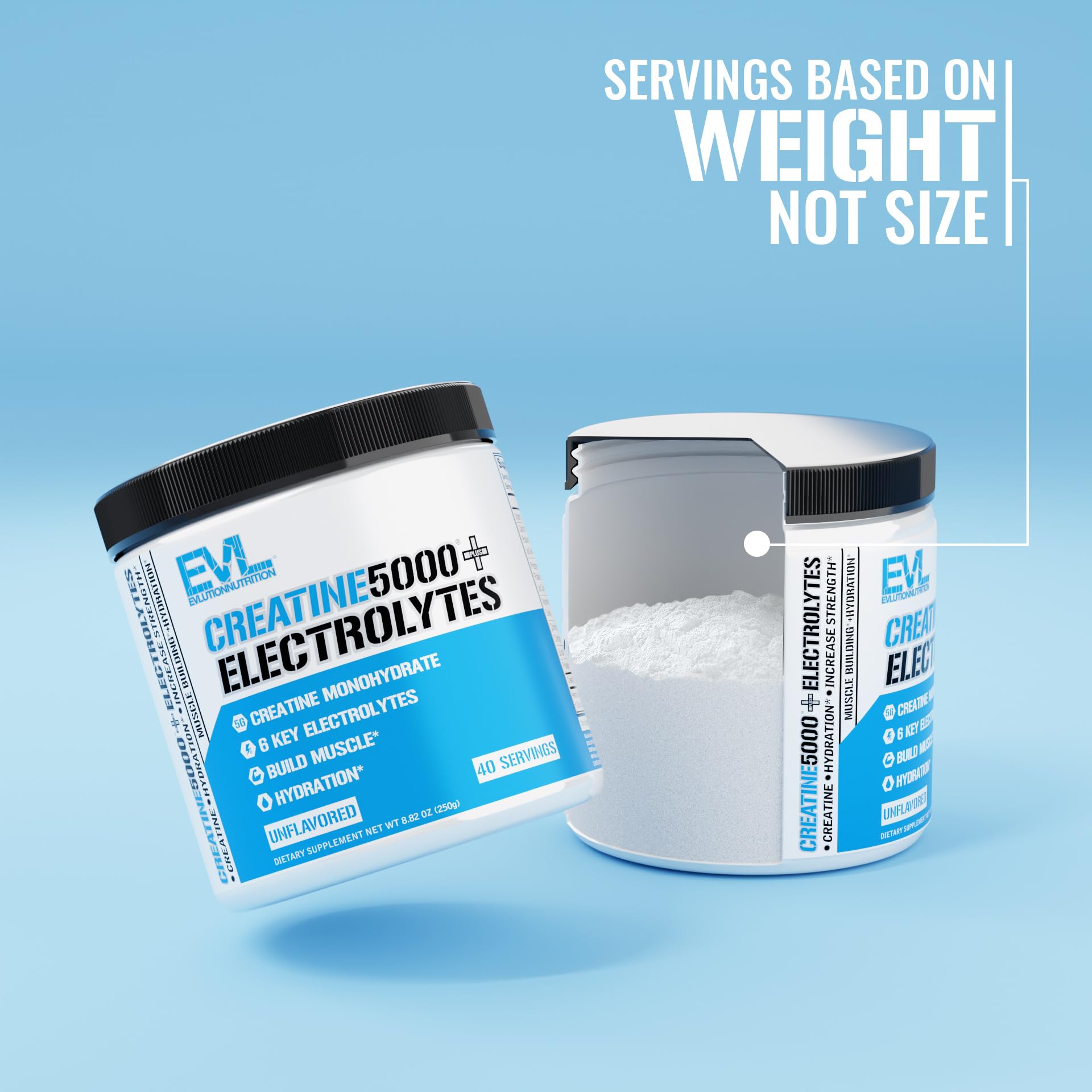 Evlution Creatine5000 - hydratation avec électrolytes, soutien à l'hydratation.