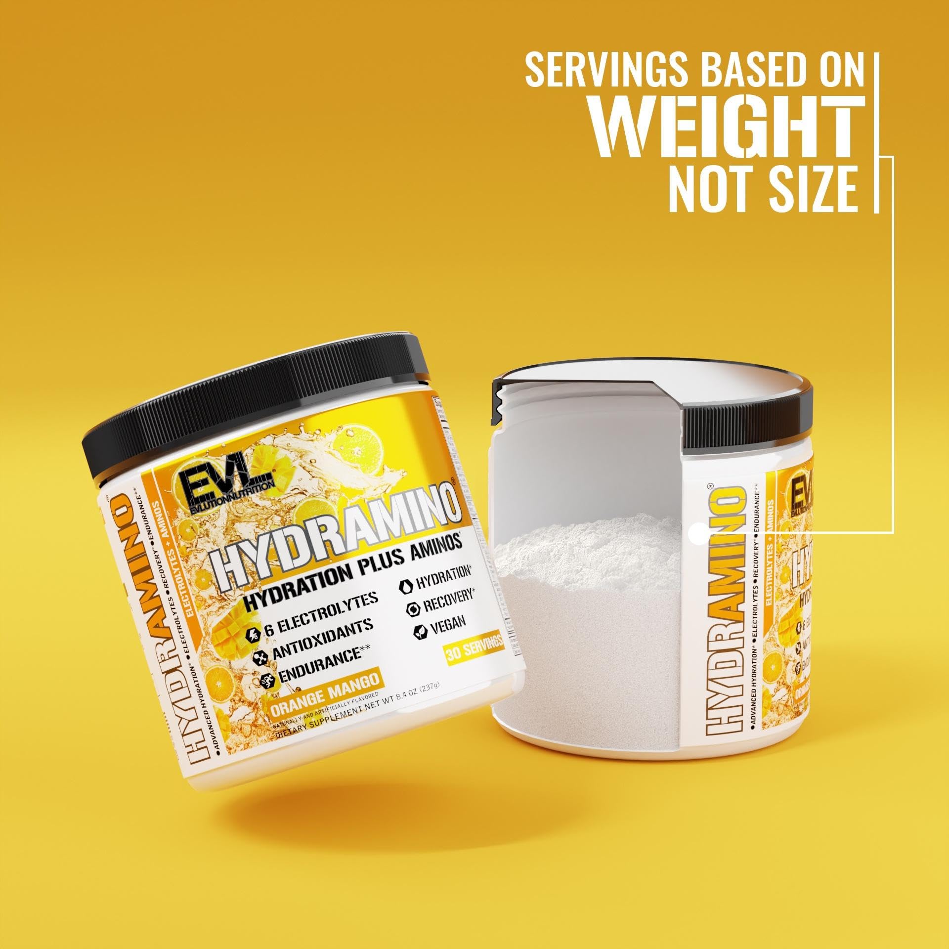 Étiquette nutrition Hydramino Evlution montrant vitamines C et B