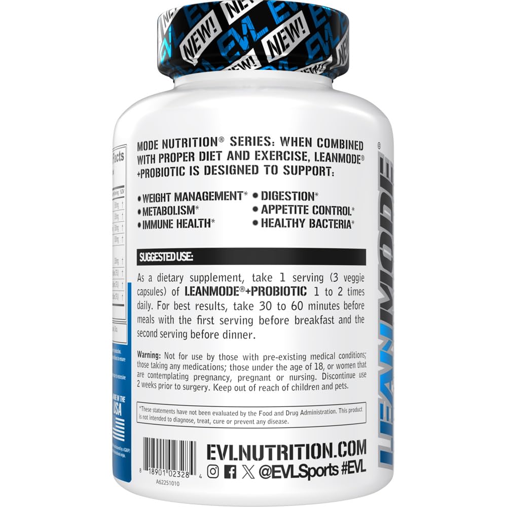 EVLUTION LeanMode étiquette-produit: présentation claire des ingrédients et de la qualité.