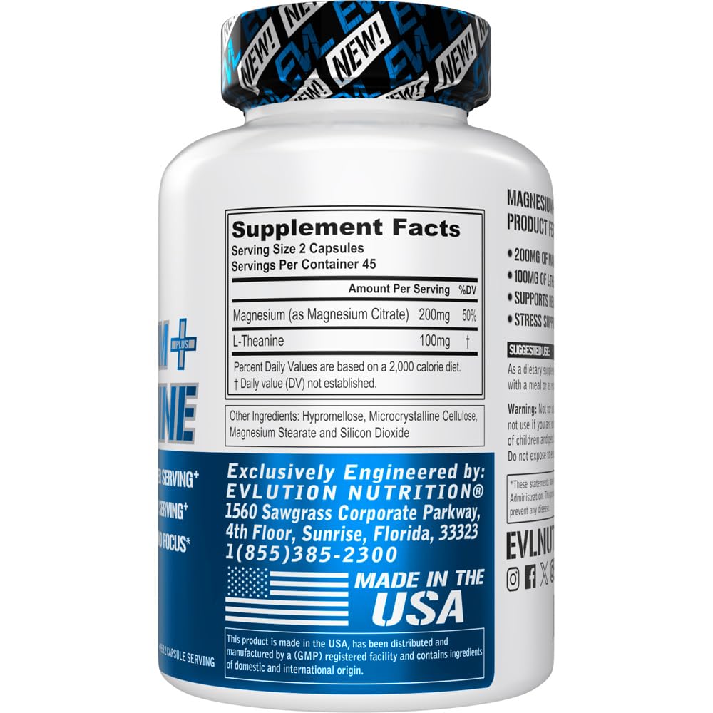 Evlution Magnesium + L-Theanine, formule-concentration, aide à garder le focus pendant les tâches.