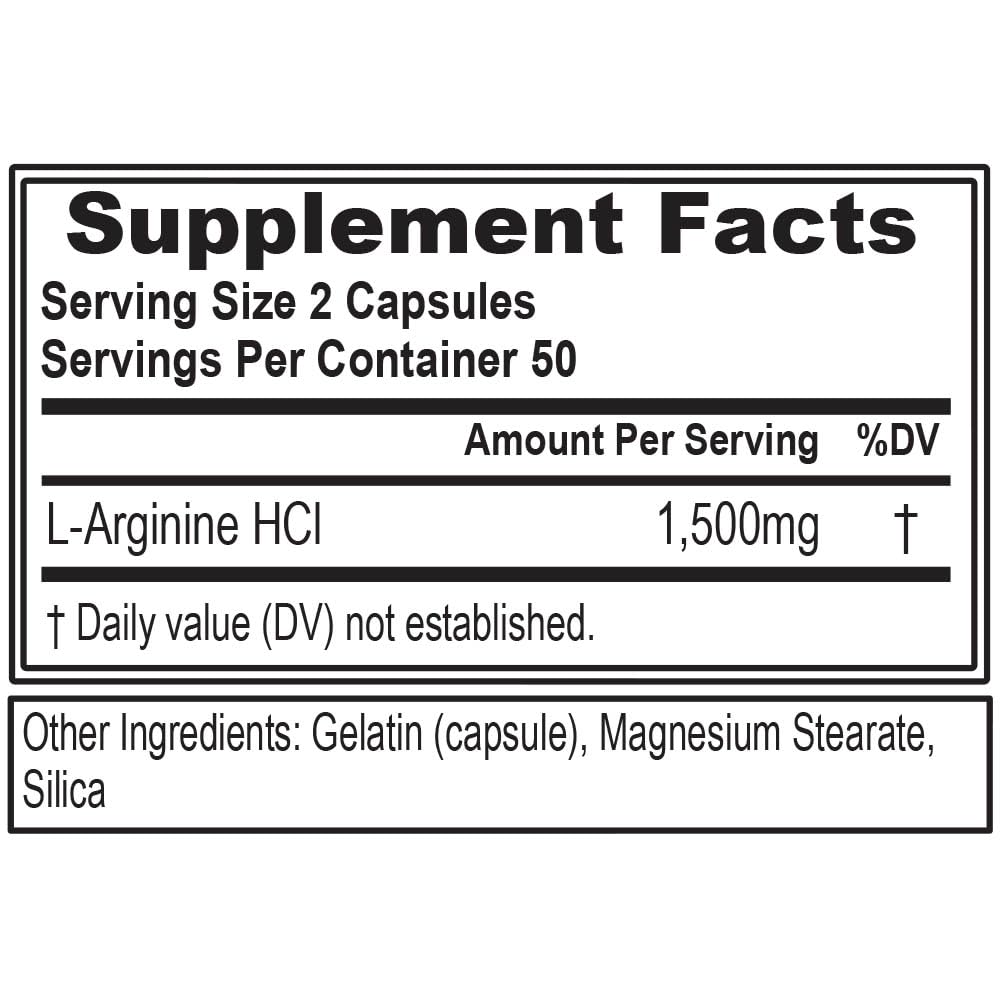 Capsules L-Arginine 1500mg d’Evlution Nutrition, formulation concentrée pour l'énergie.