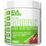 EVLUTION Stacked Greens en pot montrant l’étiquette pour un apport nutritionnel quotidien