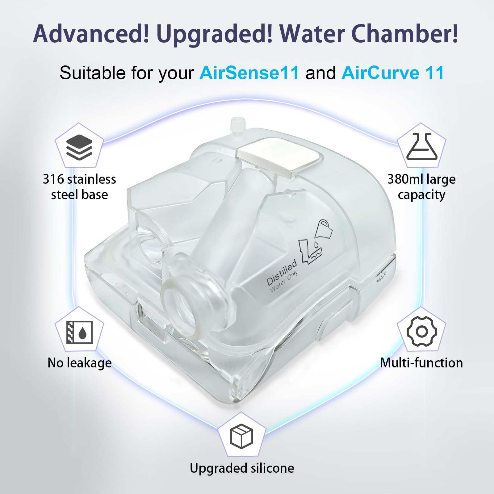 EvoClean adaptateur-chambre-eau AirCurve11, polyvalent pour humidificateur et So Clean.