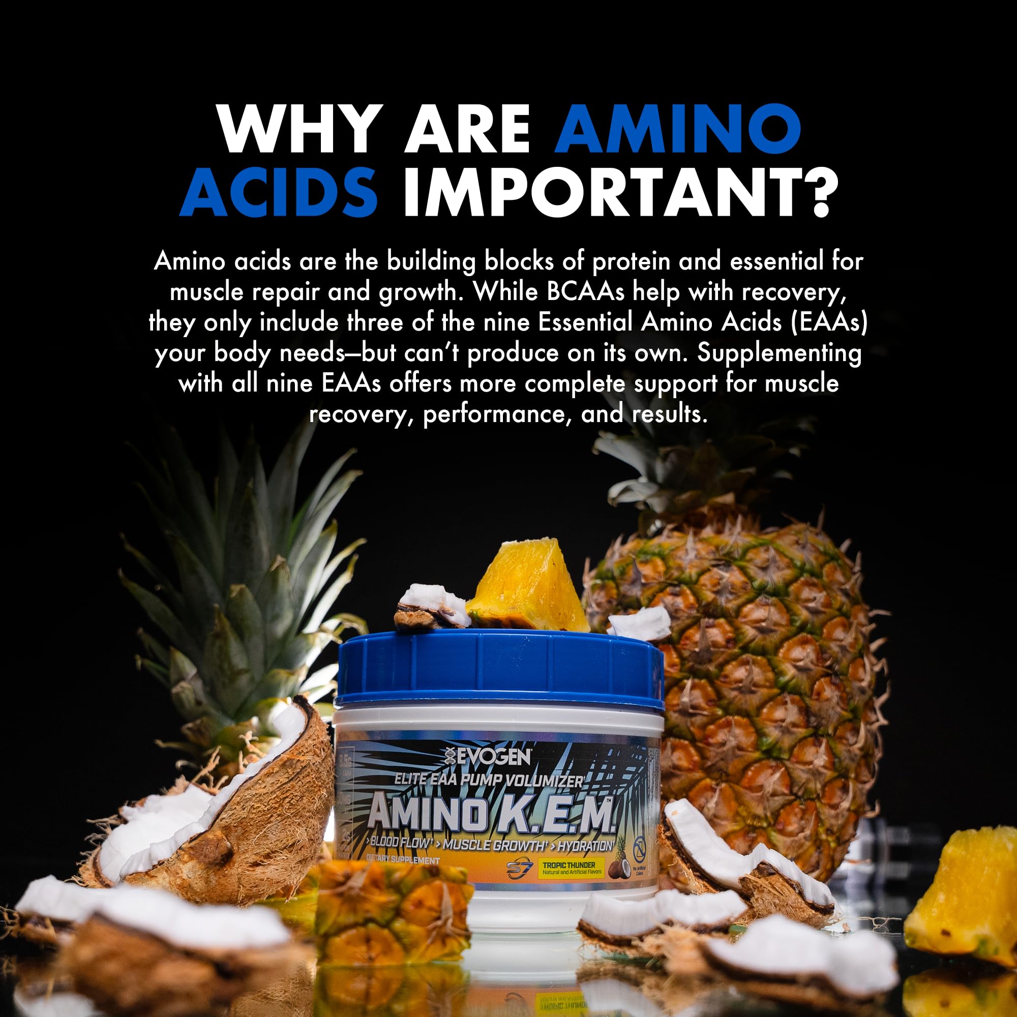 Evogen Amino K.E.M. — emballage 30 portions pour usage quotidien.