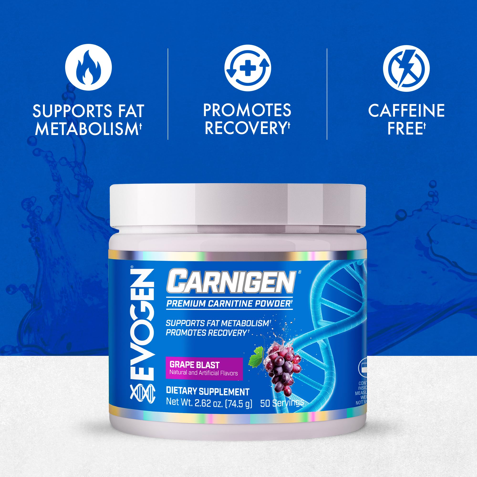 Cuillère Carnigen et poudre raisin pour un shake rapide et pratique.