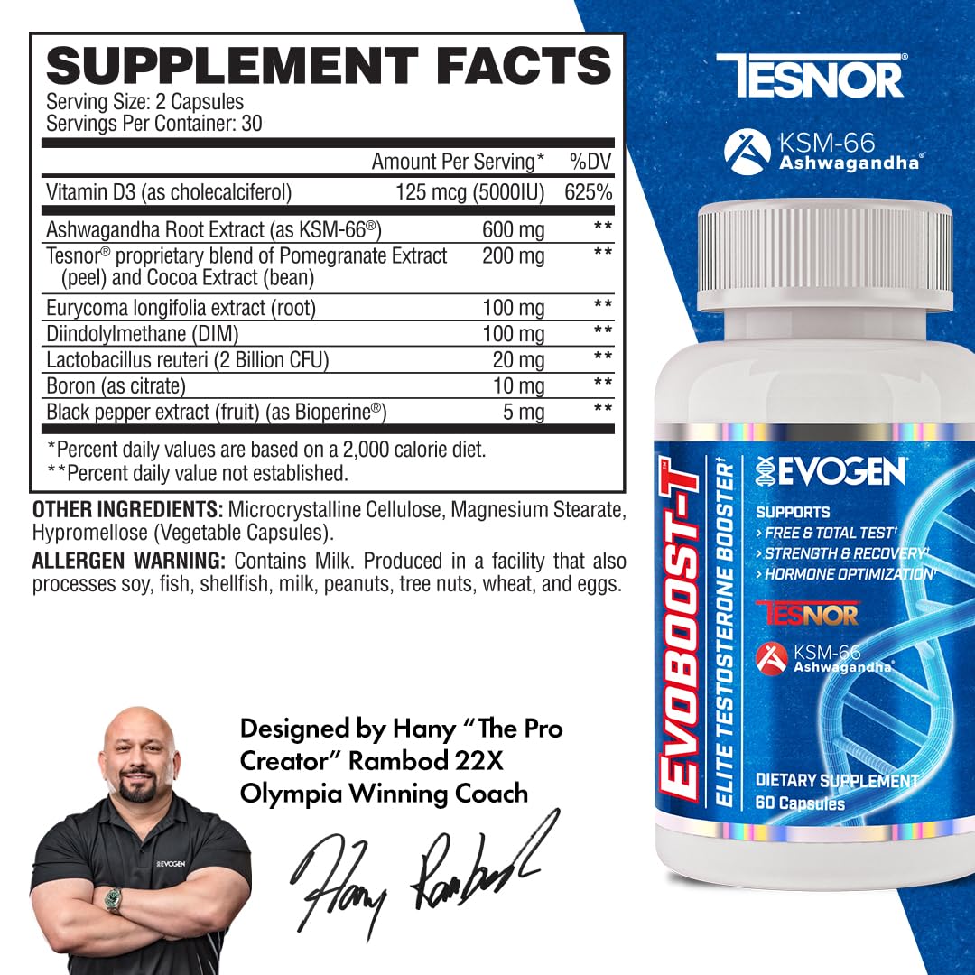 Capsules Evogen Evoboost-T faciles à prendre pour le soutien hormonal.