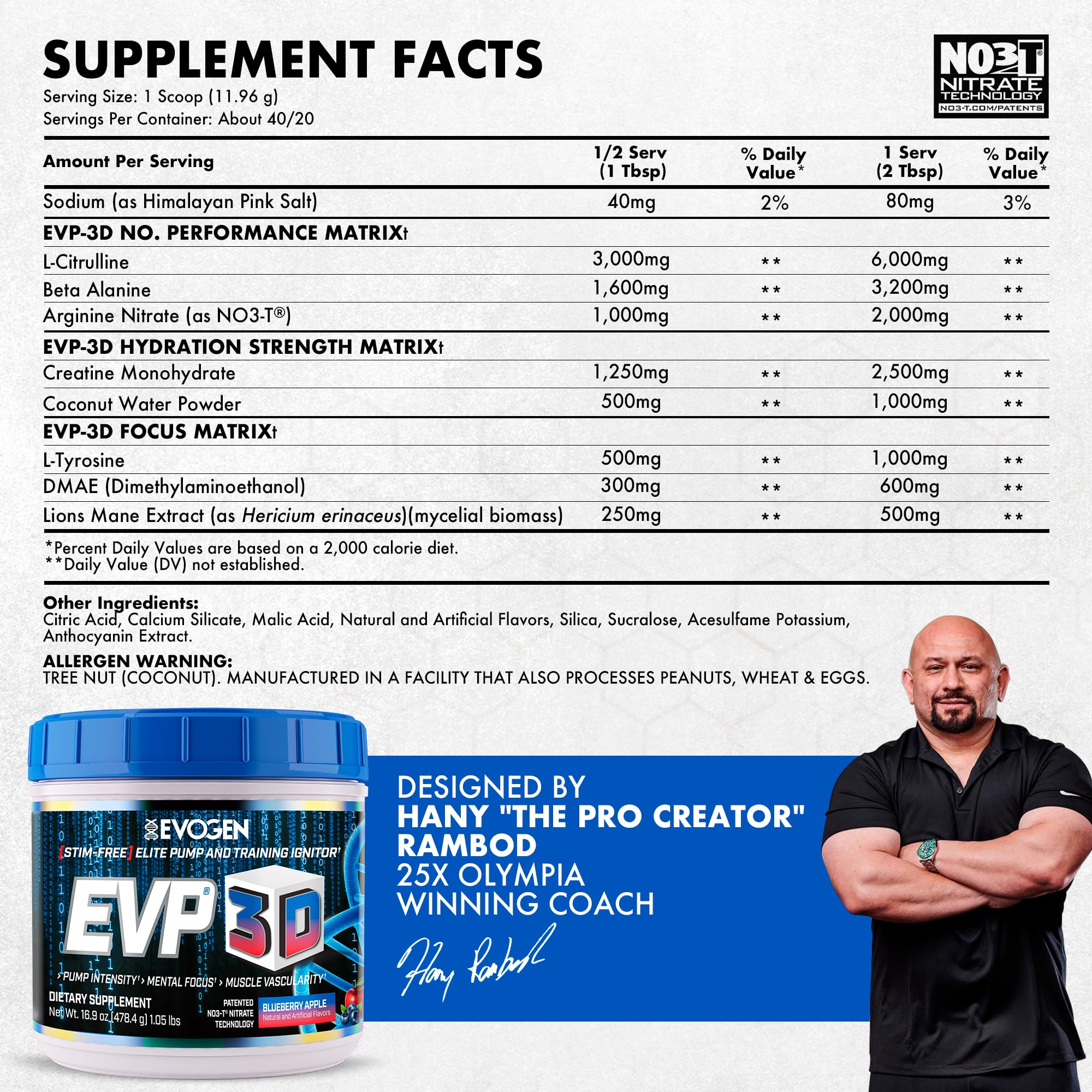 Evogen EVP 3D, doseur pré-workout, mesure précise sans stimulant