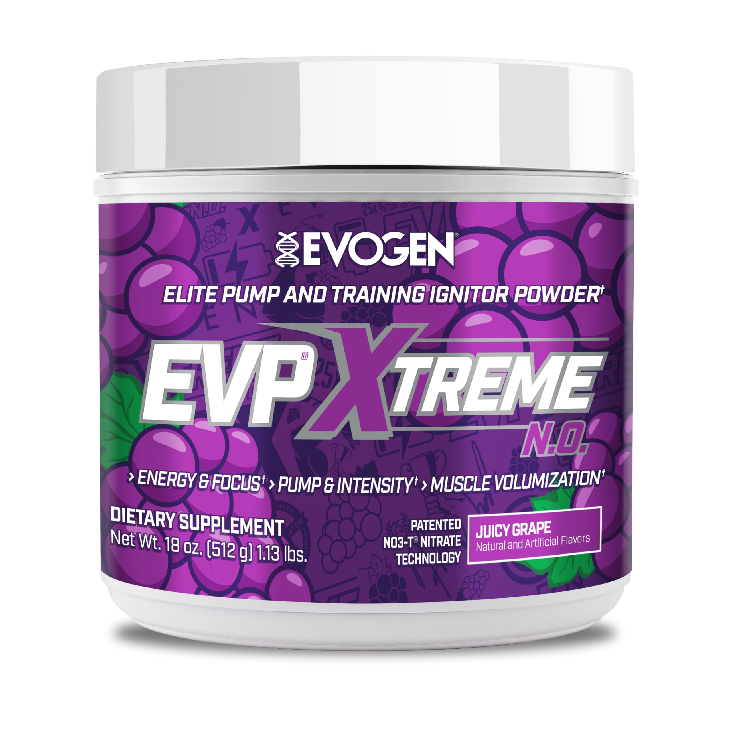 Boîte Evogen EVP Xtreme NO au goût raisin juteux pour pré-entraînement pratique