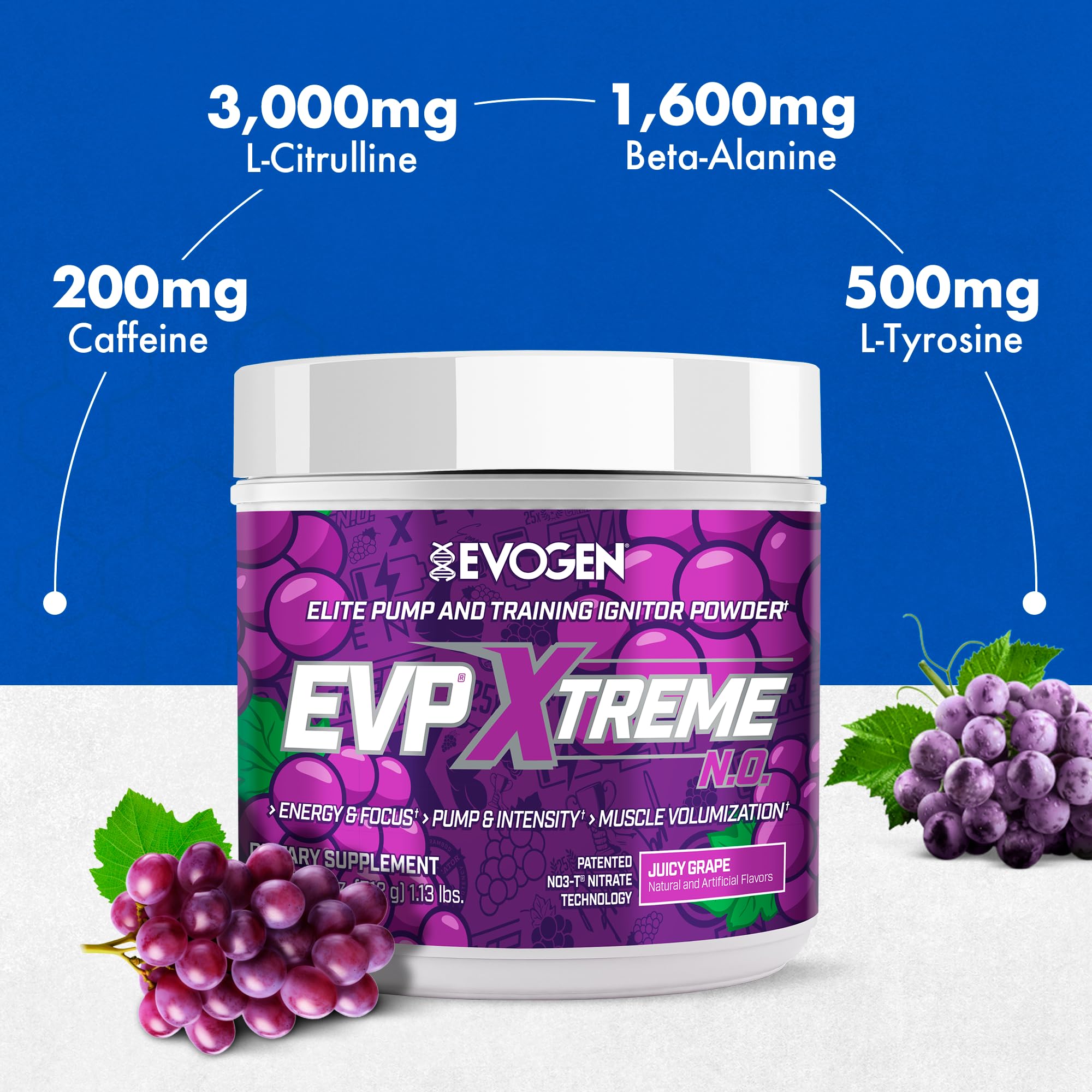 Verre avec glaçons contenant Evogen EVP Xtreme NO et énergie durable