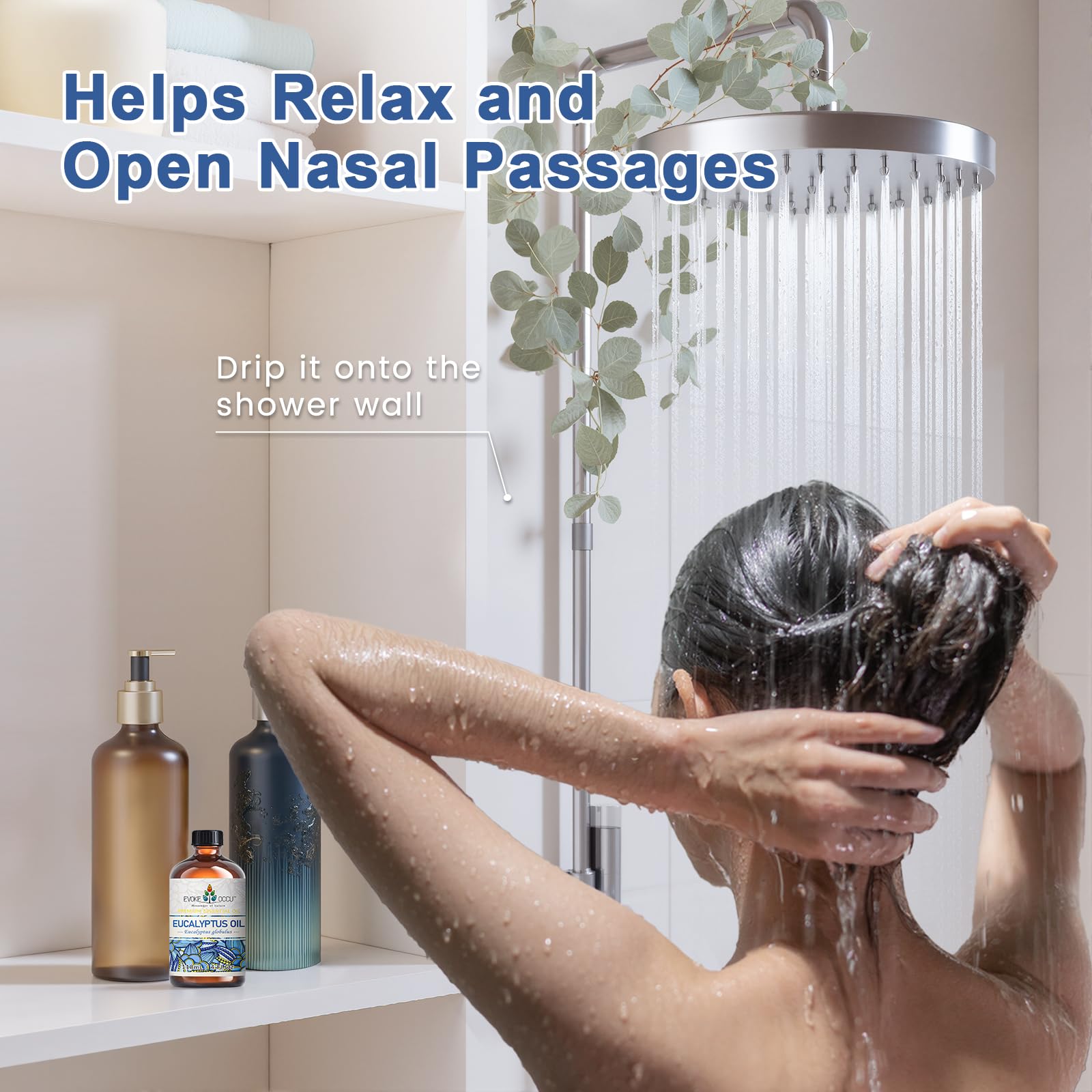 EVOKE OCCU huile eucalyptus bombes bain : expérience sensorielle rafraîchissante.