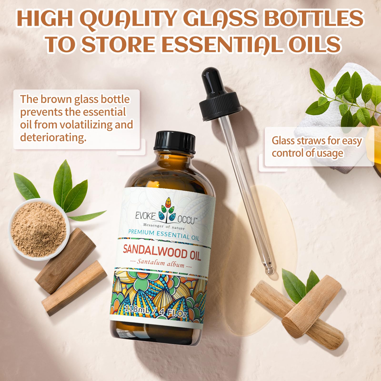 EVOKE OCCU huile santal – bougie faite maison, parfum chaleureux.