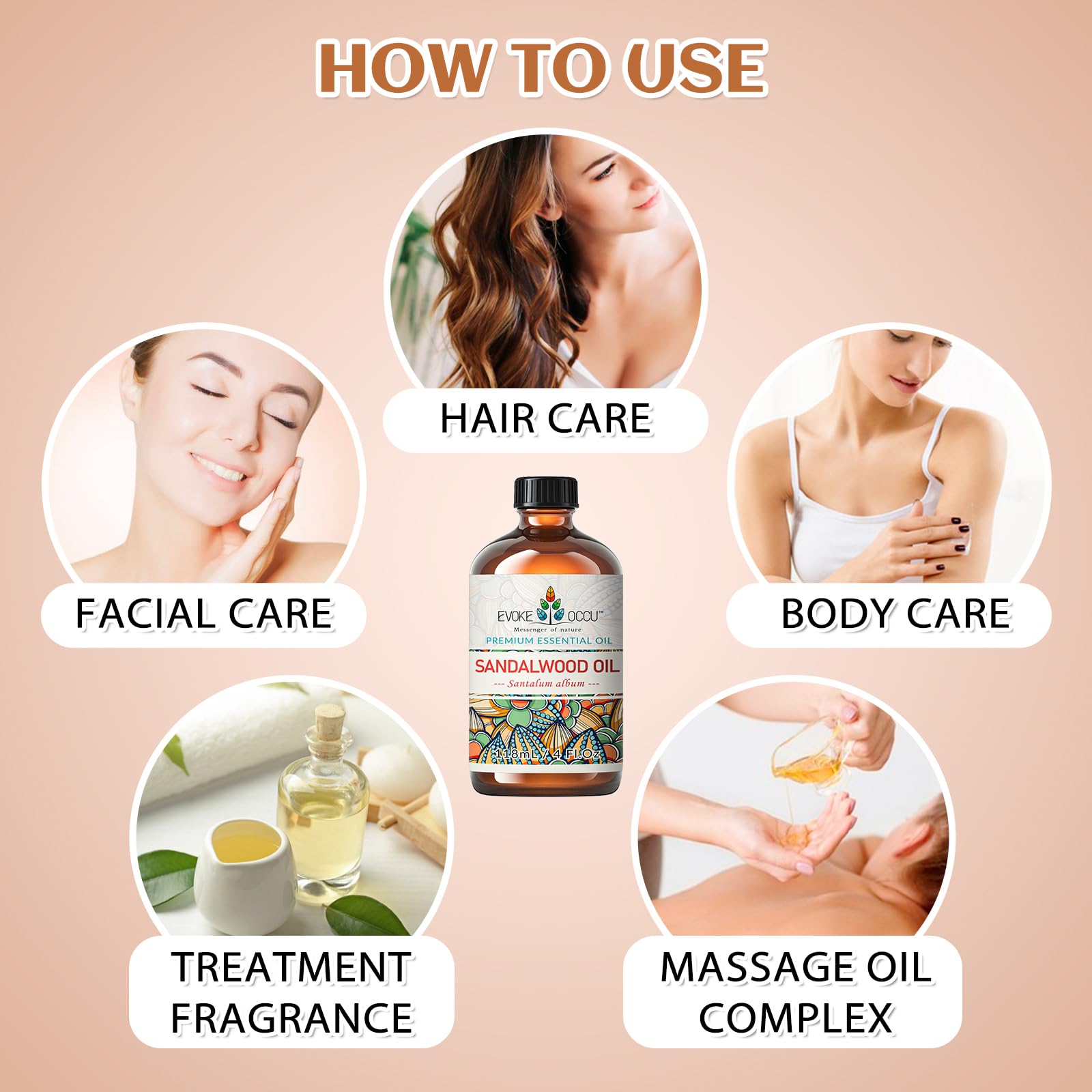 EVOKE OCCU huile santal – soin de peau, hydratation douce.