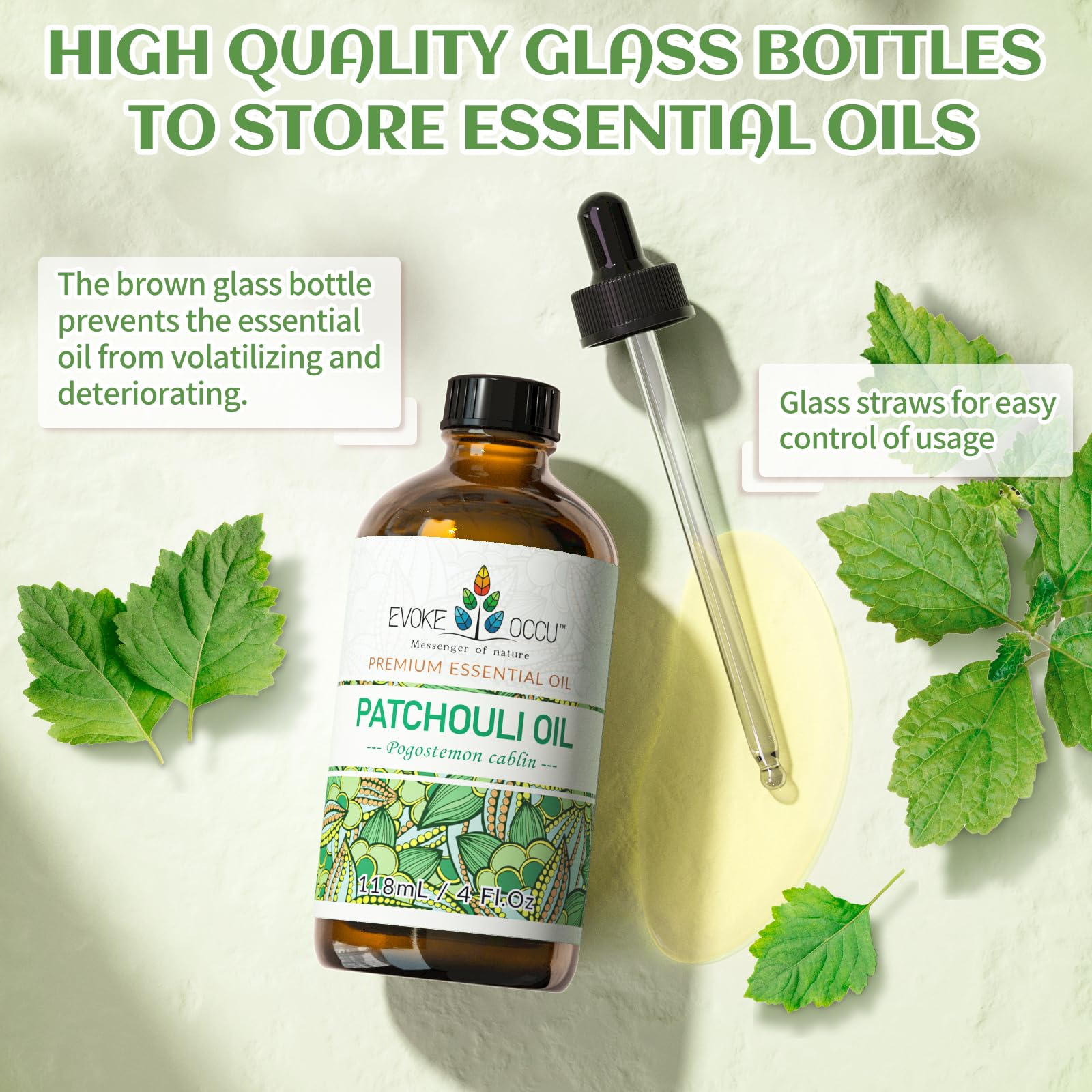 Utilisation externe uniquement EVOKE OCCU Patchouli, test cutané recommandé.