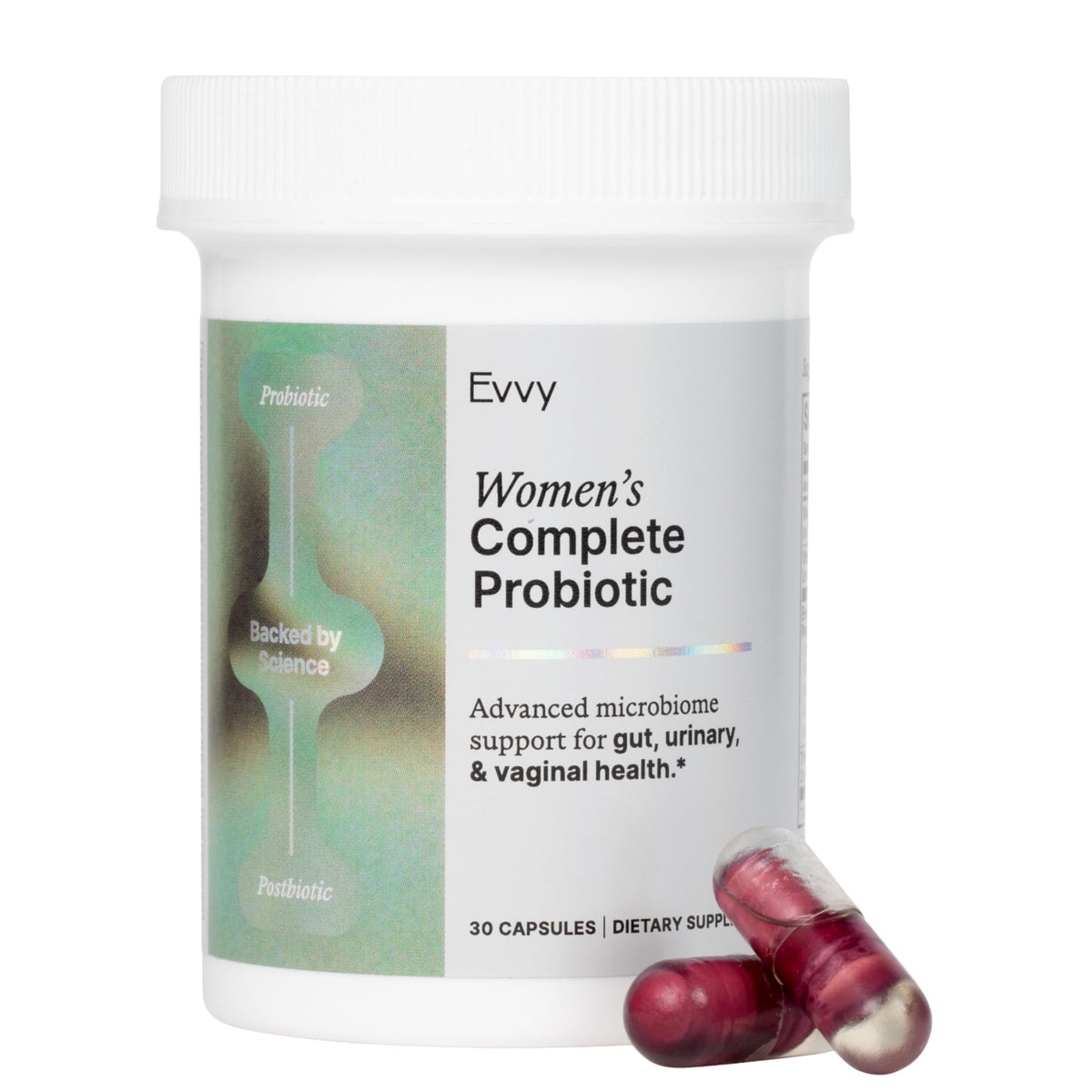 Evvy Probiotique femme - bouteille 3-en-1 pour le microbiome.