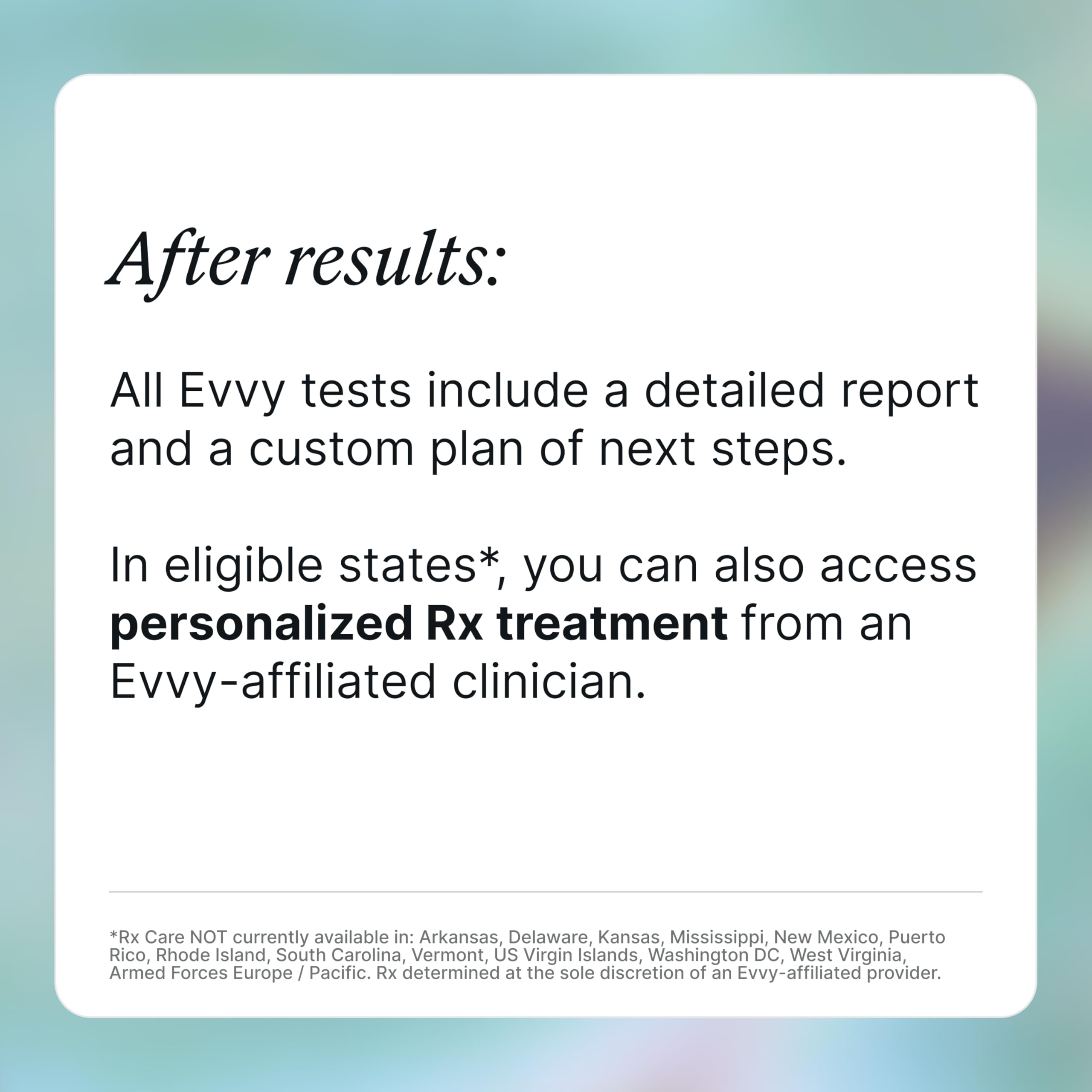 Suivi guidé par clinicien avec prochaines étapes personnalisées Evvy.