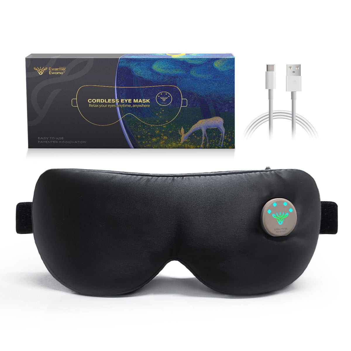 Ewarmer masque yeux sans-fil pour repos oculaire sans câble.