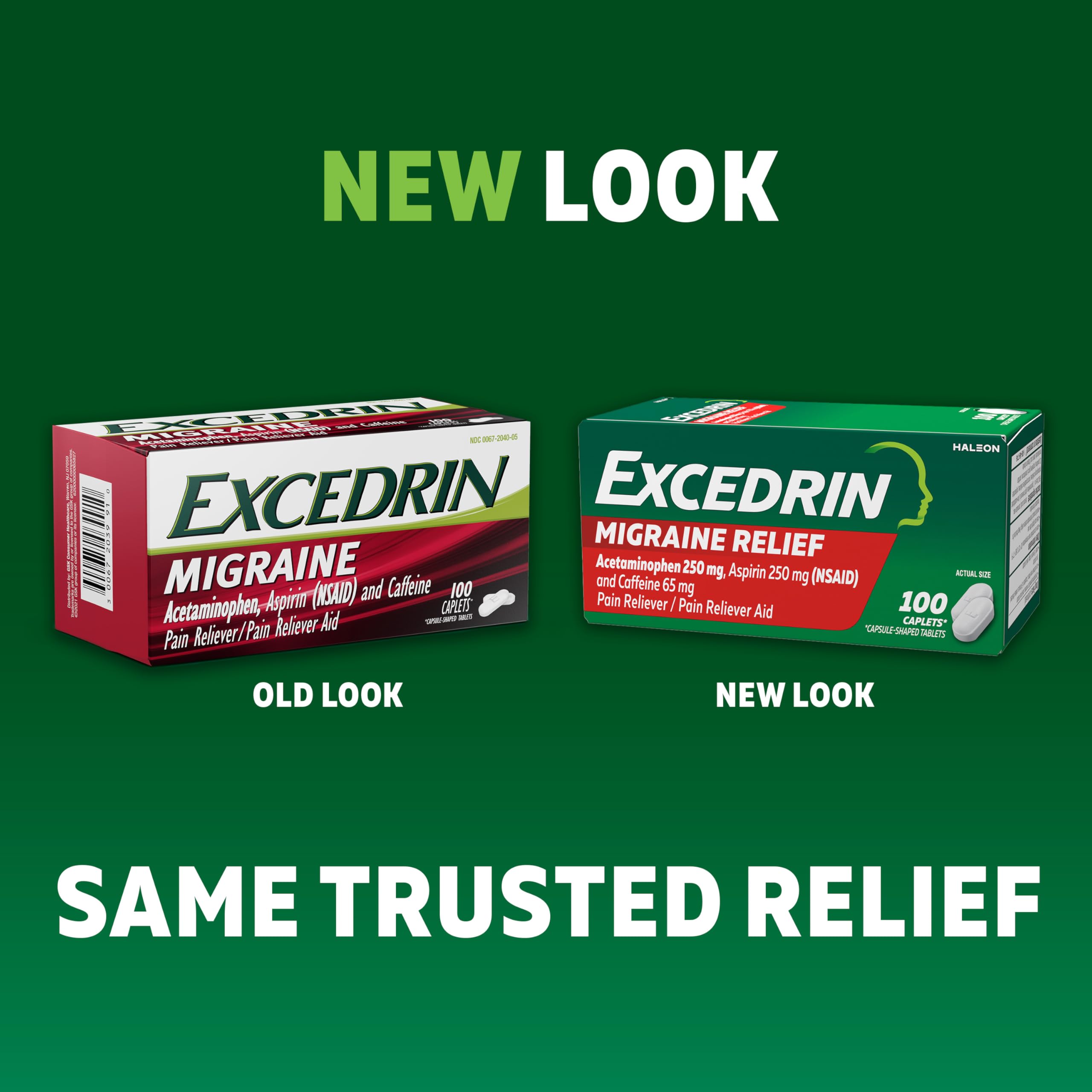 Excedrin Migraine Caplets: comprimés à base de paracétamol et aspirine.