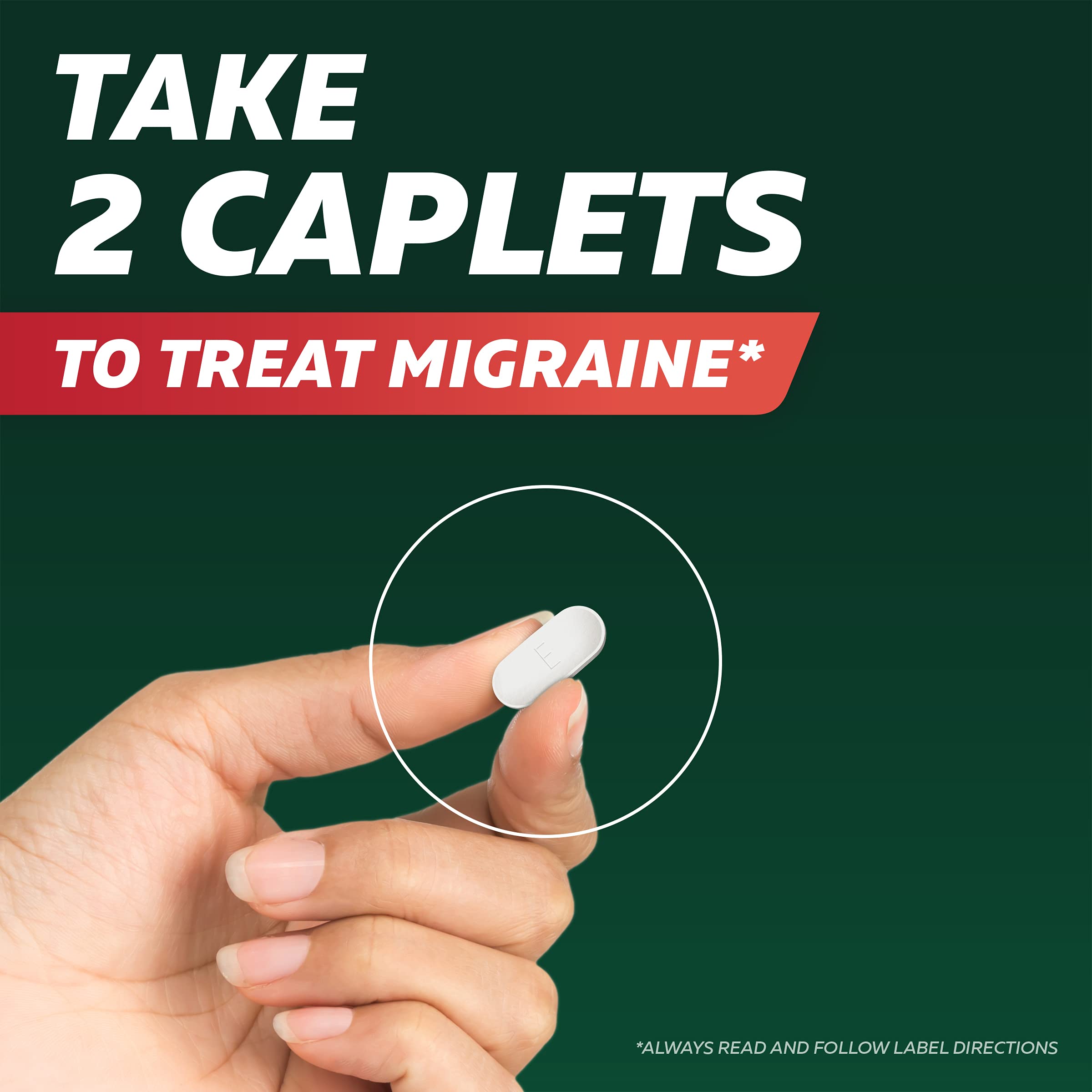 Excedrin Migraine Caplets: vue rapprochée sur l’action rapide.