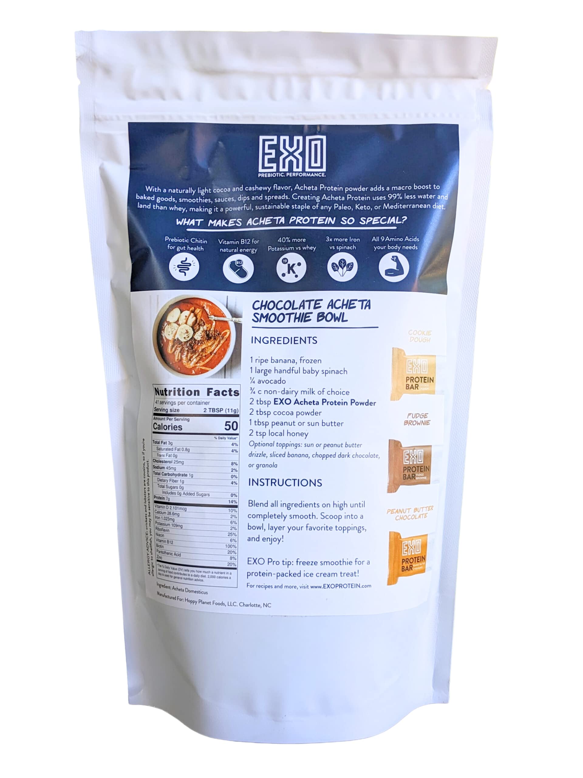EXO Pure Protéine de Cricket en poudre - smoothie, facile à intégrer dans boissons nutritionnelles