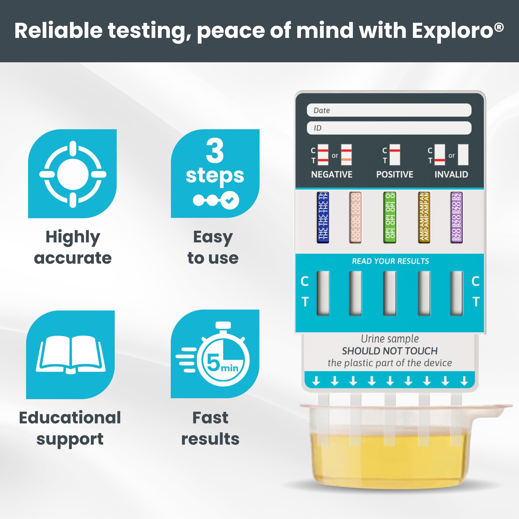 Exploro bandes test drogues 5-panel – résultats clairs et rapides.