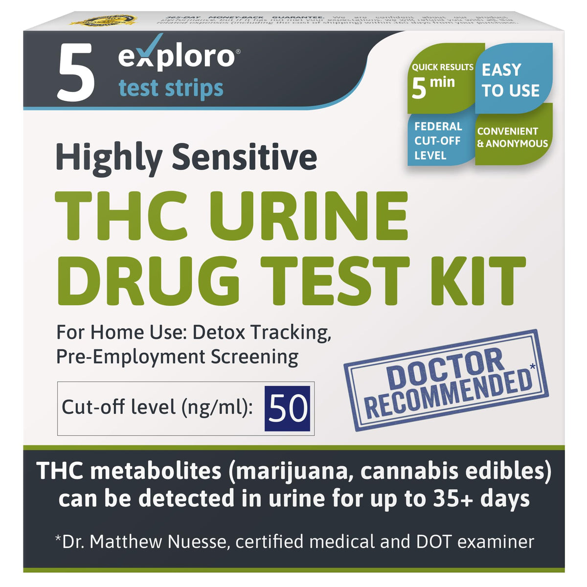 Exploro kit-test-thc-drogue-urine: détection à domicile rapide des métabolites du THC