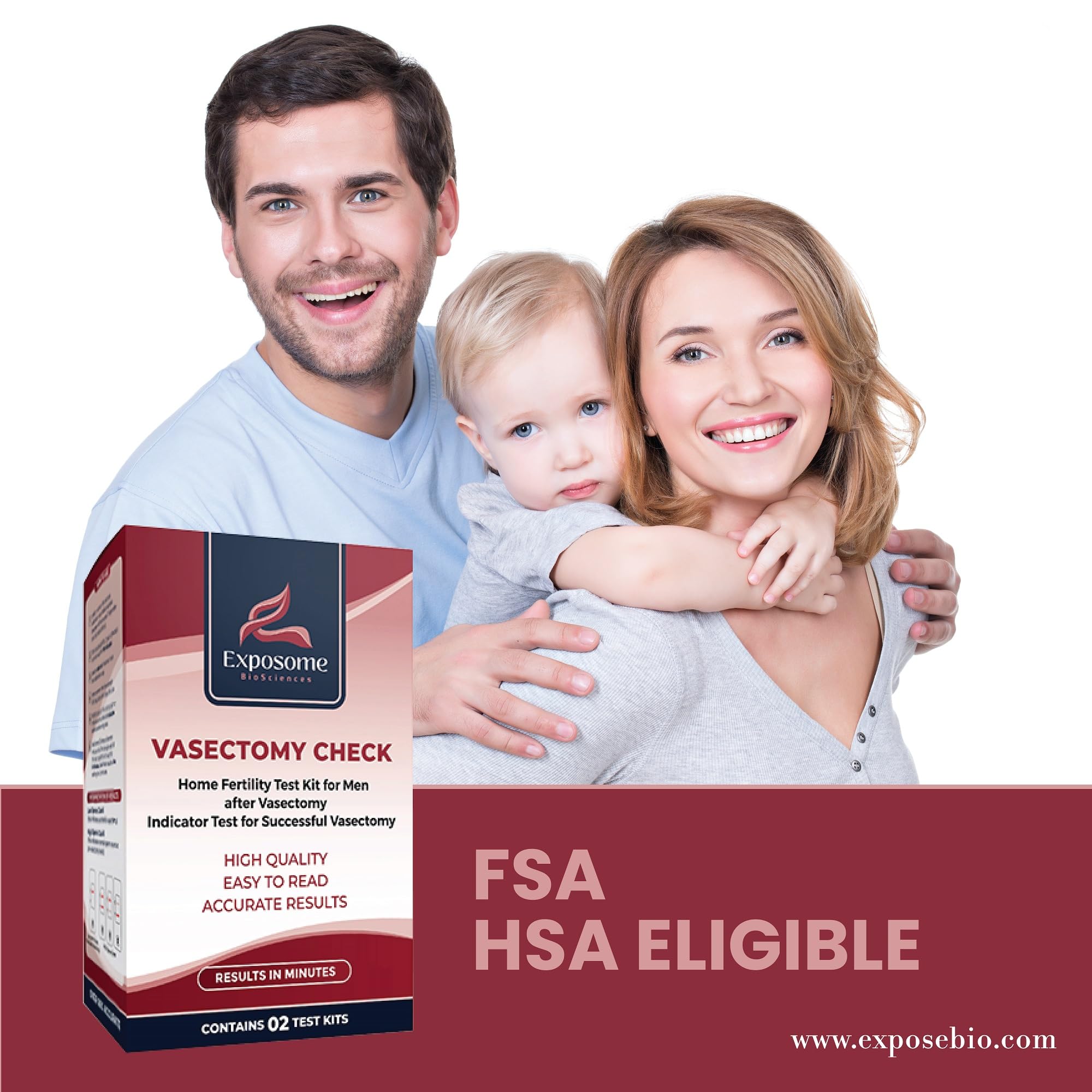 Notice d’utilisation du Vasectomy Home Test Kit Exposome BioSciences, guide clair.