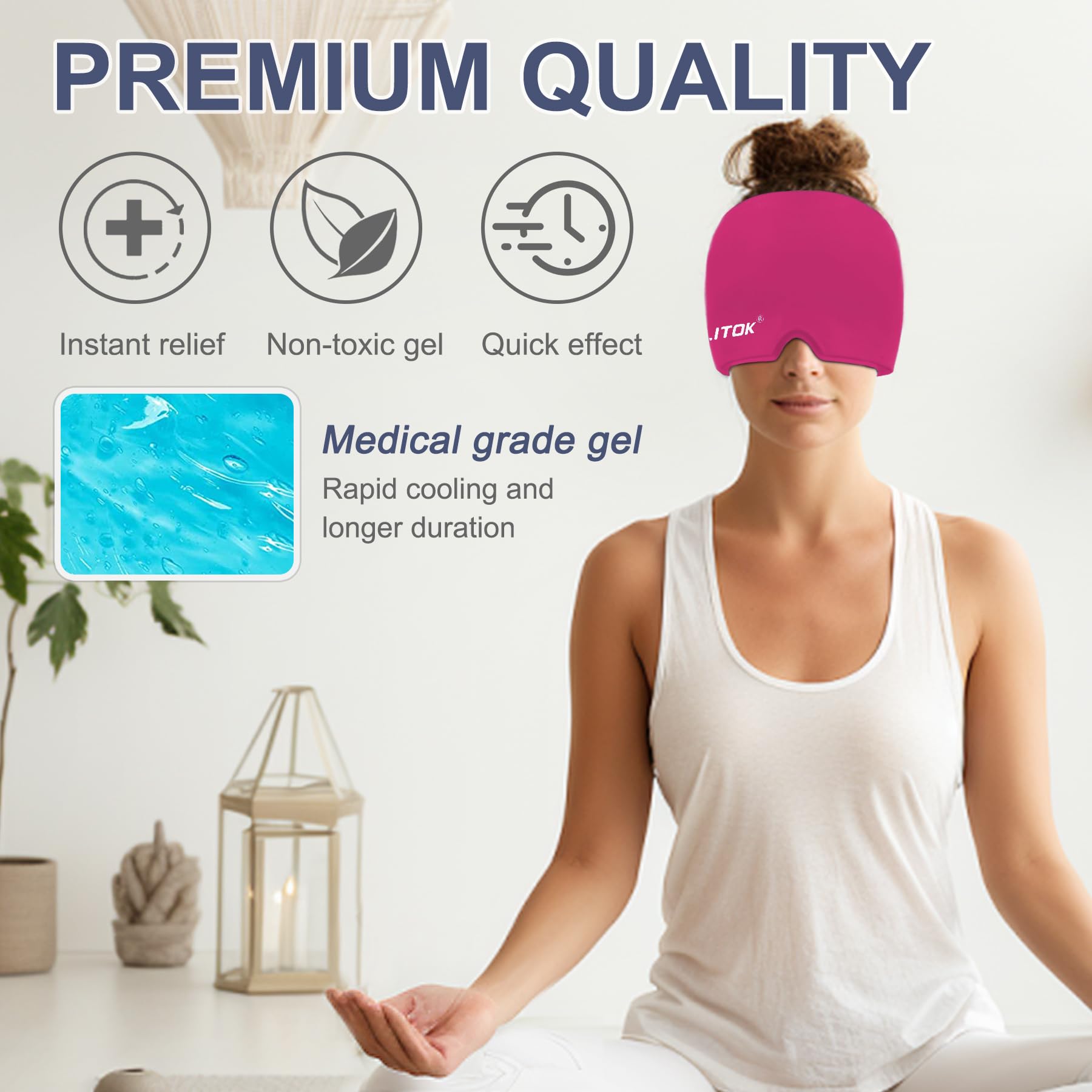 Gel cap EXQUISLIFE: contact frais sur le front pour un moment d'apaisement.