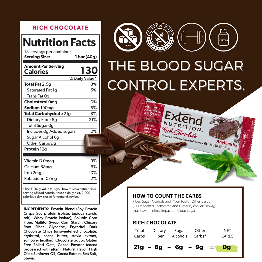 Extend Bar morceau chocolaté avec texture délicate, snack rapide et protéiné.