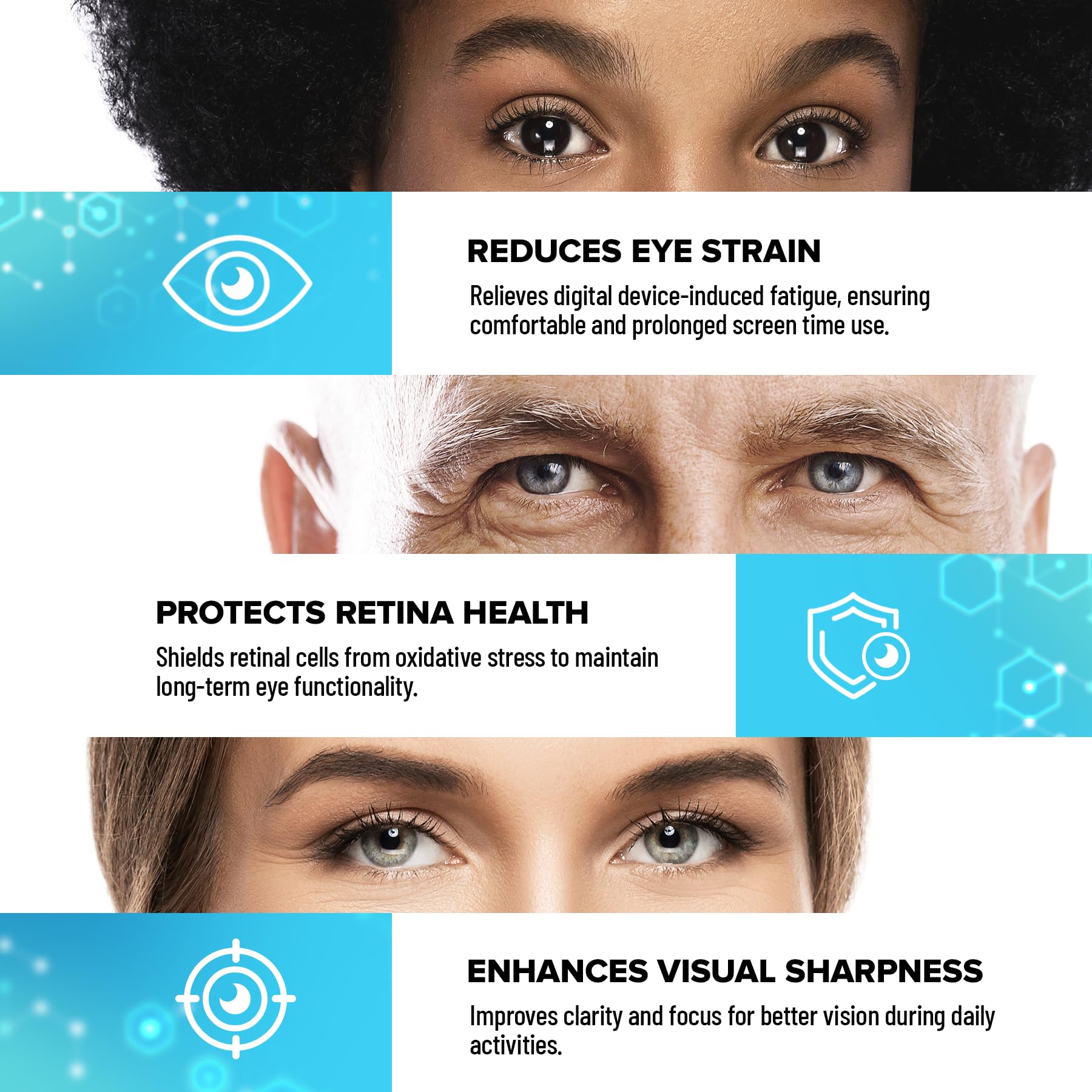 EyeScience: ingrédients essentiels soutiennent la rétine et le confort visuel
