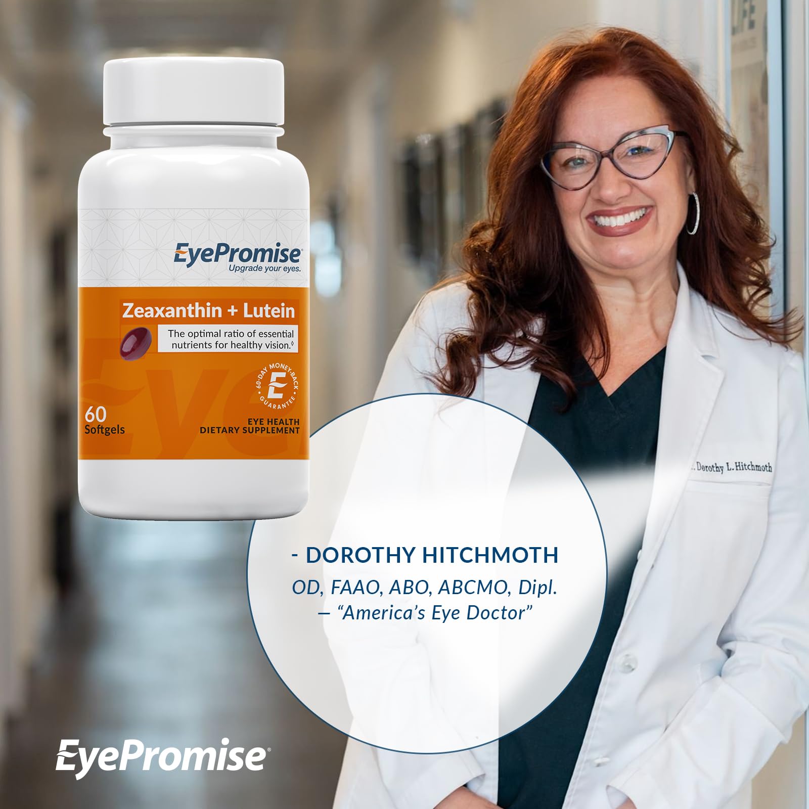 EyePromise Zeaxanthin Lutéine, bouteille en gros plan, prise facile au quotidien.