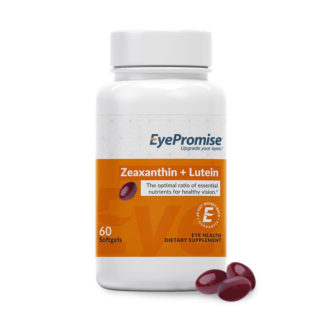EyePromise Zeaxanthin Lutéine, capsules visibles dans la boîte, soutien potentiel à la vision au quotidien.