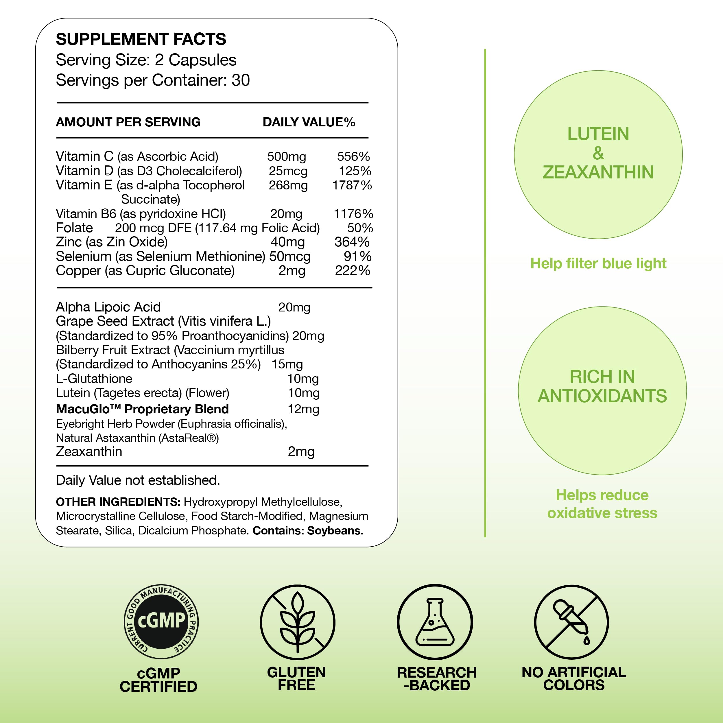 EyeScience – flacon de 60 capsules pour une utilisation quotidienne.