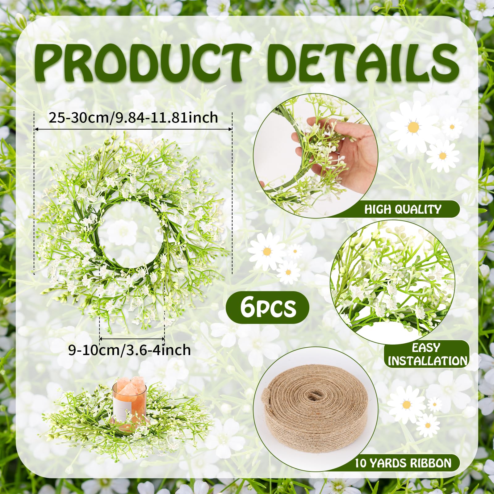 EYNDYN couronnes baby breath pendantes – ambiance printanière pour fête ou mariage.
