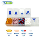 Compartiments 3XL d’EZY DOSE : capacité jusqu’à 100 pilules par section.
