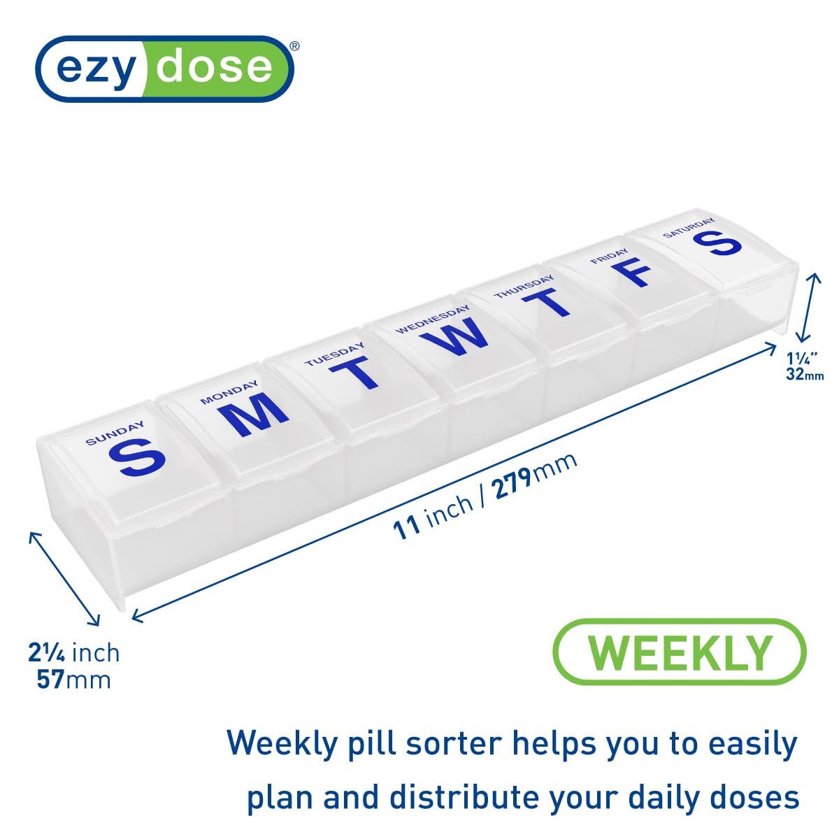 EZY DOSE : couvercle translucide pour vérifier rapidement les pilules.