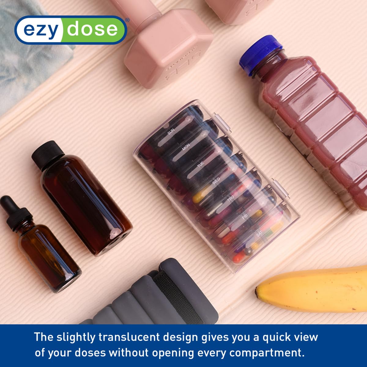 EZY DOSE: taille compacte idéale pour sac à main et bagages.