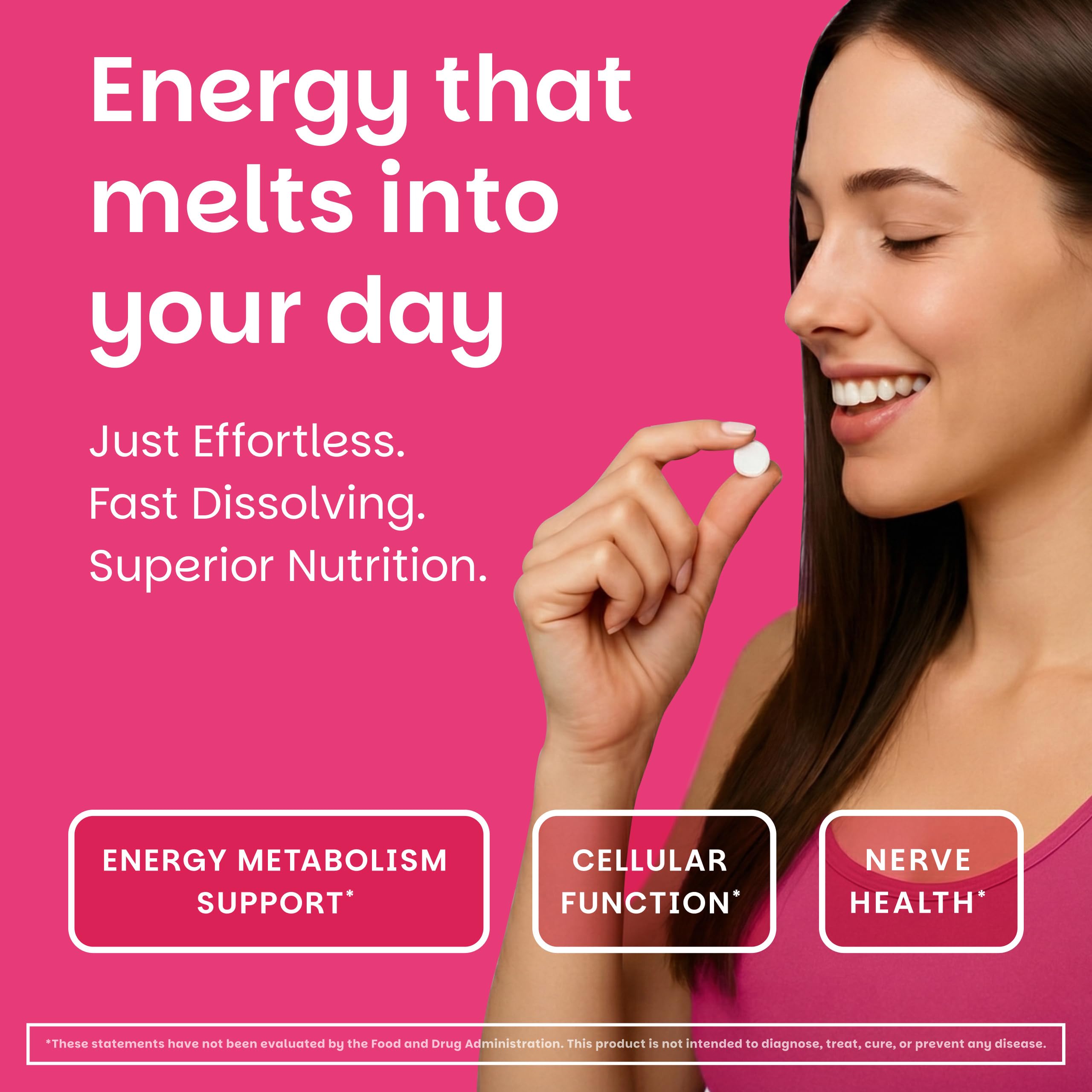EZ Melts B1 25 mg, bouteille de 90 tablettes cerise, prise quotidienne pratique.