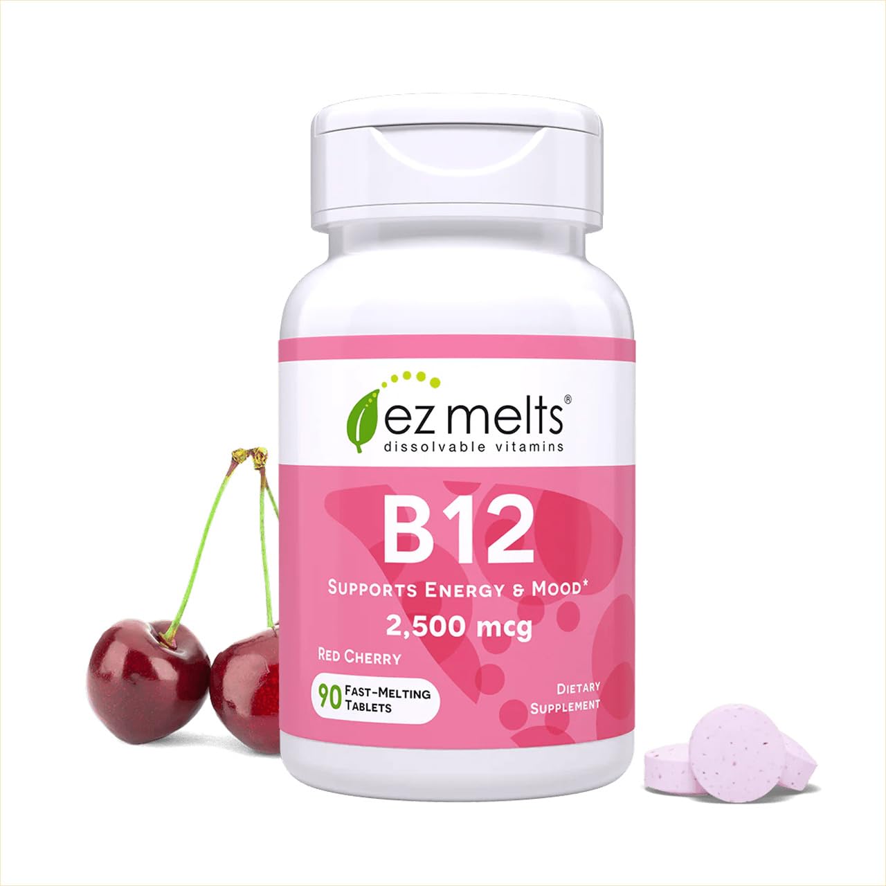 EZ Melts B12 pastille sublinguale cerise rouge pour énergie rapide