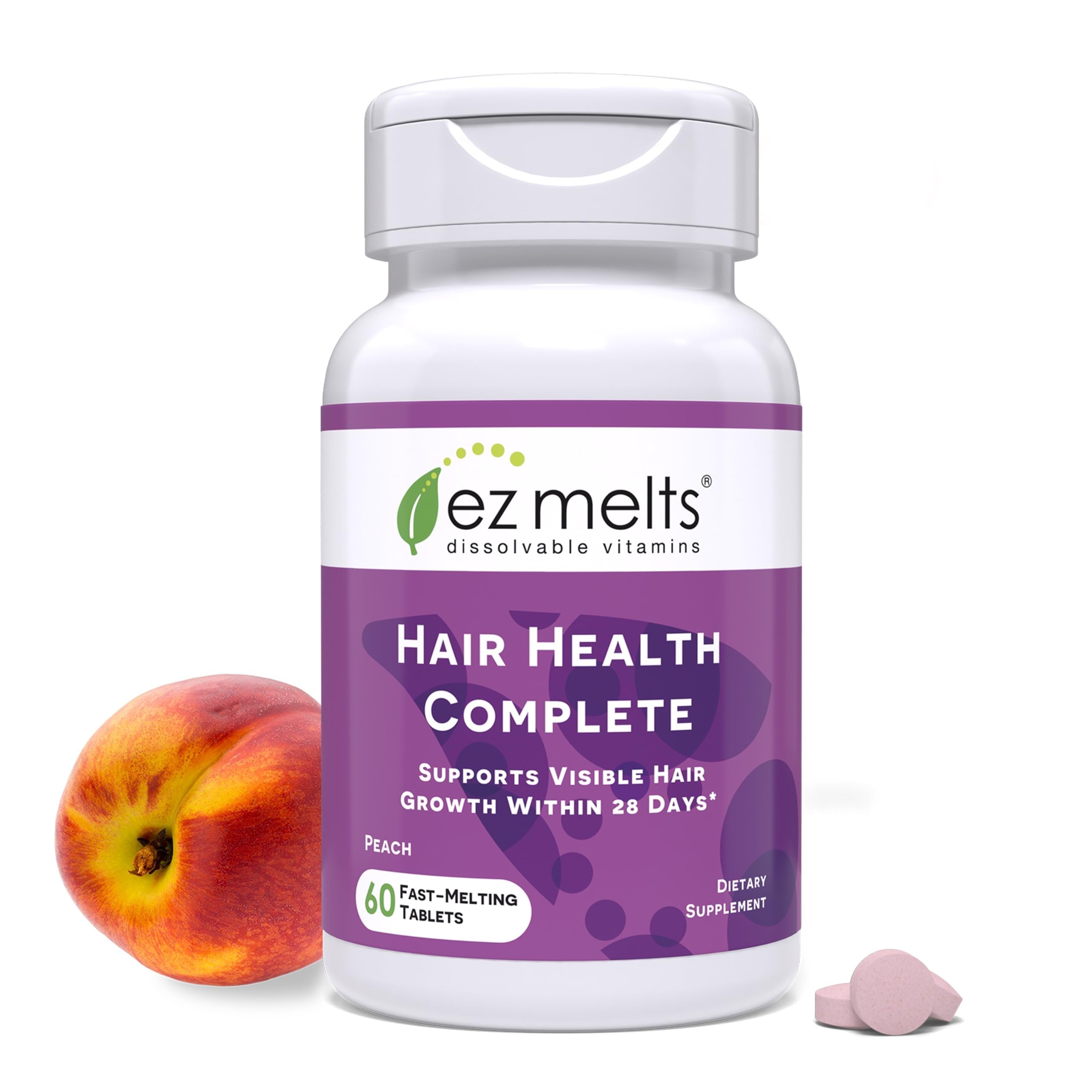 EZ Melts Hair Health Complete dans une bouteille pratique sans eau.