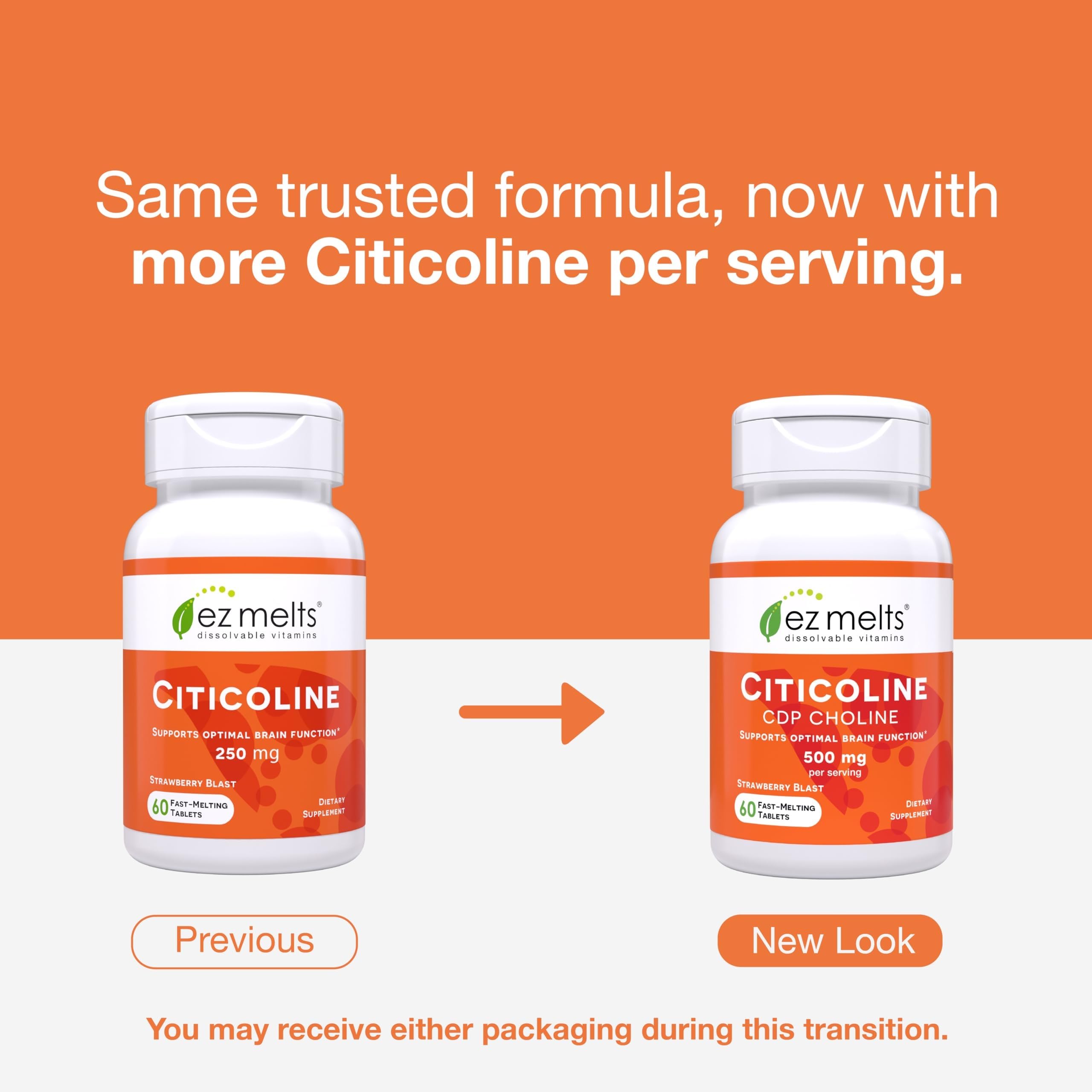EZ Melts Citicoline: tablettes dissolvables améliorant la concentration pendant le travail ou les études.