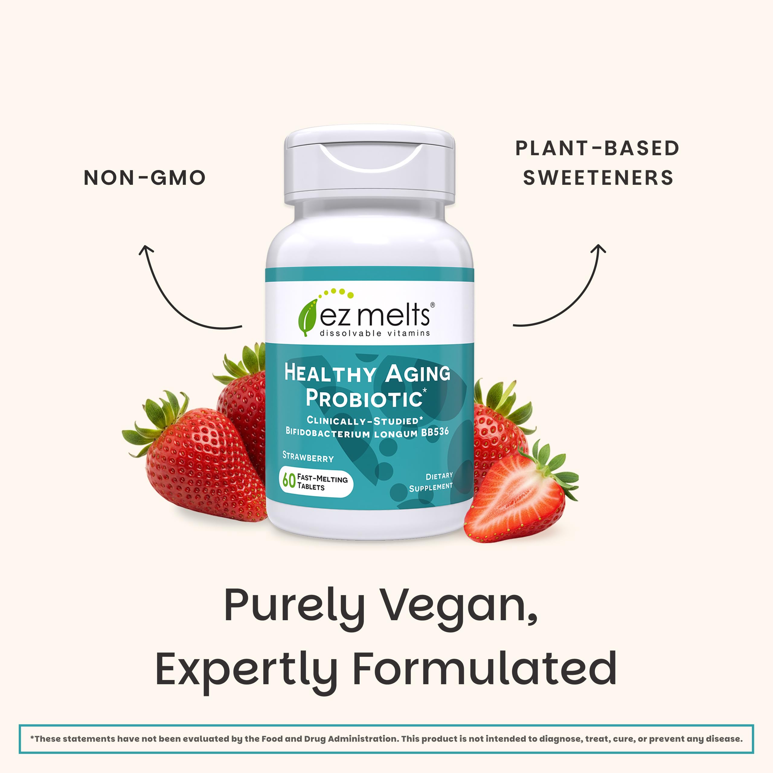 EZ Melts Probiotique, formule sans arômes artificiels.