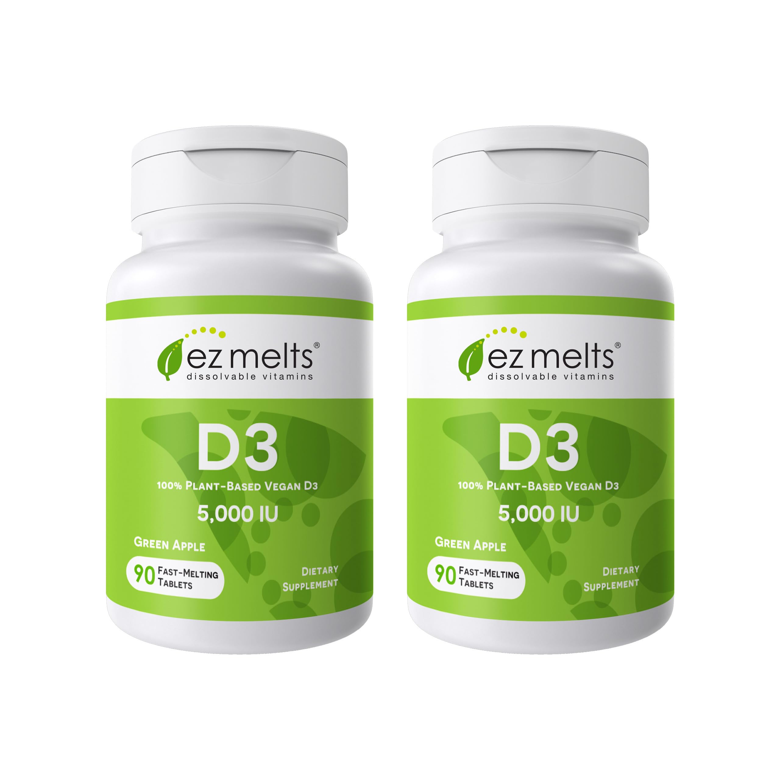 EZ Melts D3 5000 UI, boîte pomme verte, pratique pour une routine quotidienne