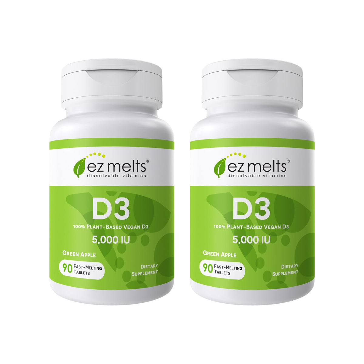 EZ Melts D3 5000 UI, boîte pomme verte, pratique pour une routine quotidienne