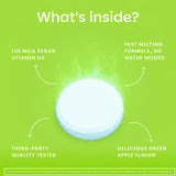 Produit sans arômes artificiels EZ Melts D3, pomme verte