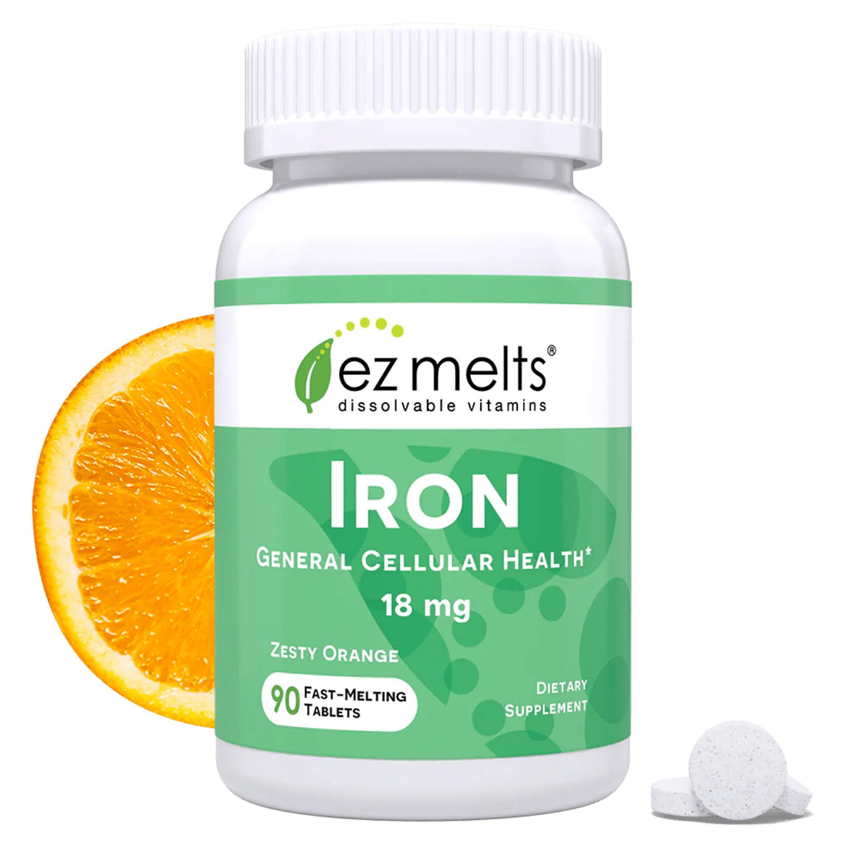 EZ Melts Fer : tablettes dissolvantes orange pour l’apport quotidien en fer