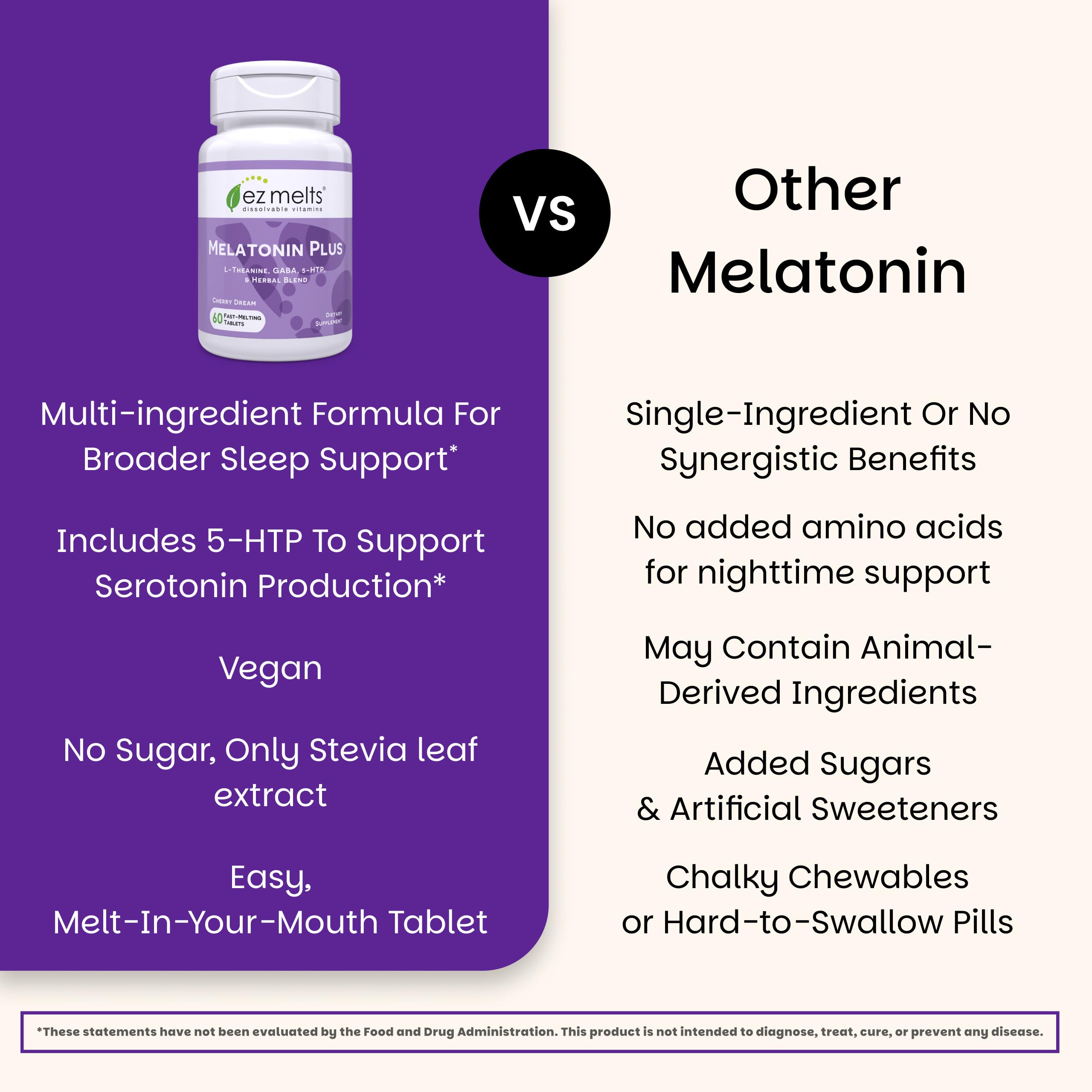 Conception naturelle soutient le cycle de sommeil avec EZ Melts Melatonin Plus