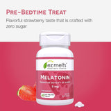 EZ Melts Mélatonine fraise, sans sucre et sans arômes artificiels.