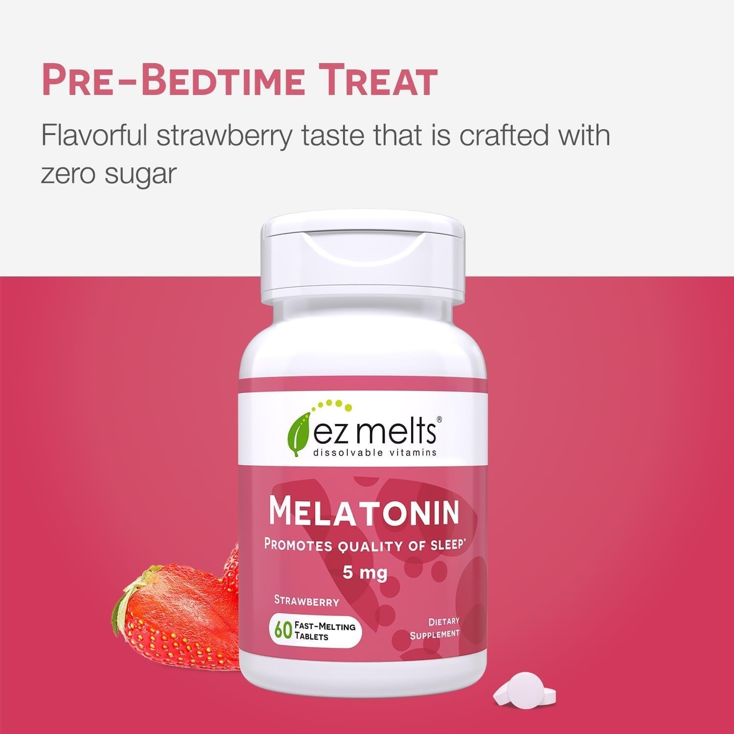 EZ Melts Melatonine, formule sans arômes artificiels et sans sucre.