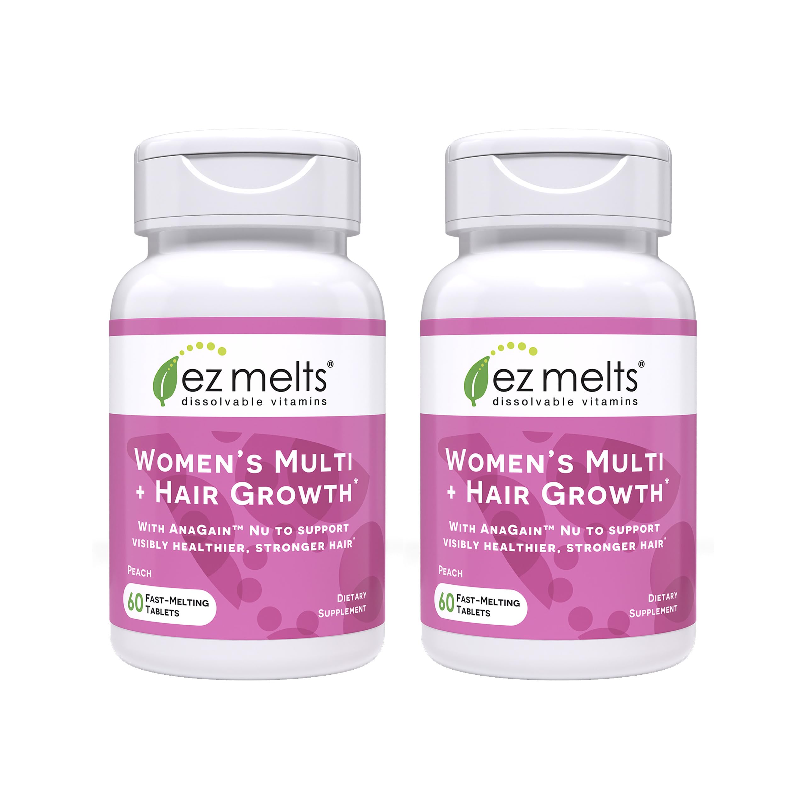 EZ Melts Multivitamine Femmes dissolvables au goût pêche, énergie quotidienne.